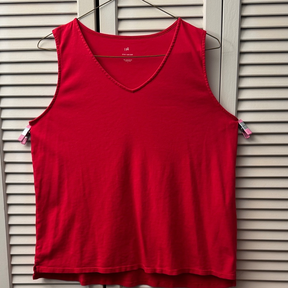 J. Jill Red V-Neck Tank Top